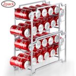 Bextsware Stackable Can Rack Organizer For Kitchen Cabinet, Pantry Organization And Storage Dispenser, Holds 36 Soda Cans Or Canned Food, Metal White (Silver)