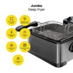 Chefman Deep Fryer with Basket Strainer, 4.5 Liter XL Jumbo Size Adjustable Temperature & Timer, Perfect Chicken, Shrimp, French Fries, Chips & More, Removable Oil Container, Black