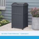 Suncast 33 Gallon Resin Outdoor Hideaway Patio Trash Can, Cyberspace Grey