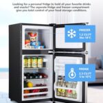 Iorbur FLS-80-SILVER 3.5Cu.Ft Compact, Small Refrigerator with Freezer, Retro Fridge with Dual Door, 7 Level Adjustable Thermostat for Garage, Dorm,Bedroom, Office, Apartment, Silver