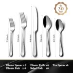 KINGSTONE 30 Pieces Silverware Set for 6, Premium Stainless Steel Flatware Set, Heavy Duty and Modern Design Cutlery Set, Mirror Polished, Dishwasher Safe