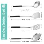 Pleafind 4-Pcs Cooking Utensils Set, Stainless Steel Kitchen Utensils, Wok Utensils Set Include Wok Ladle, Slotted Spoon, Wok Spatula and Slotted Spatula, Dishwasher Safe