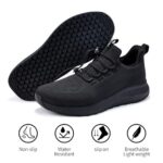 AEHAO Non Slip Shoes for Men Food Service, Waterproof Work Shoes Restaurant,Slip On Resistant Sneakers, Breathable, Lightweight Walking Shoes for Kitchen and Restaurant Work Black 7.5