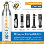 Simpli Soda 60L CO2 Canister Cylinders – Compatible w/Sodastream BLUE Screw-In Only, Ninja Thirsti, Philips, and More – Threaded Style Soda Streaming Machine CO2 Tanks Gas Refill, | 14.5 oz, Set of 2