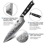 SHAN ZU Chef Knife 8 Inch Japanese Steel Damascus Kitchen Knife, Professional Kitchen Knives Sharp High Carbon Super Steel Kitchen Utility Knife