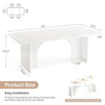 Tribesigns Modern Dining Table for 4-6 People, 62.99″ Large Rectangle Kitchen Table with Arch Design Legs, Glossy White Dinner Table Kitchen & Dining Room Furniture