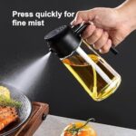 TrendPlain 16oz Oil Dispenser Bottle for Kitchen – 2 in 1 Olive Oil Dispenser and Oil Sprayer – 470ml Olive Oil Bottle – Oil Sprayer for Cooking, Kitchen, Salad, Barbecue Black