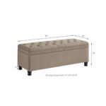 Ball & Cast Upholstered Storage Ottoman,Button Tufted Entryway Bench with Hinges and Spindle Wooden Legs for Living Room,Bedroom, Linen