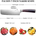 PAUDIN Nakiri Knife – 7″ Razor Sharp Meat Cleaver and Vegetable Kitchen Knife, High Carbon Stainless Steel, Multipurpose Asian Chef Knife for Home and Kitchen with Ergonomic Handle