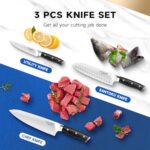 FUTHVWIN Chef Knife Ultra Sharp Kitchen Knife Set 3-Piece, Premium German 1.4116 Stainless Steel Chefs Knife Set with Finger Guard, Ergonomic Handle Professional Knives Set for Kitchen, 2024 Gift