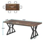 Tribesigns Farmhouse Dining Table for 6 People, 70.8-Inch Rectangular Wood Dining Table, Rustic Kitchen Table with Heavy Duty Metal Legs for Dining Room