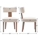 HNY Mid Century Modern Dining Chairs Set of 6, Farmhouse Linen Fabric Upholstered Accent Chairs Curved Backrest Kitchen Chairs, with Hardwood Frame, Beige, Linen