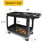 MaxWorks 80855 500-lb Utility Service PP Cart With Two Trays and Wheels 30 Inch X 16 Inch Overall Dimensions