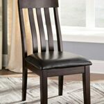 Signature Design by Ashley Haddigan Faux Leather Cushioned Rake Back Dining Chair, 2 Count, Dark Brown