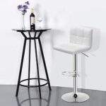 WATERJOY Swivel Bar Stools, Modern Square PU Leather Adjustable Height Swivel Bar Chair with Backrest