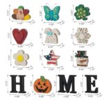 Glitzhome Interchangeable Home Table Signs with 13 Pcs Seasonal Icons, Wooden Interchangeable HOME Sign for Holiday Decor, Home Letter Sign Ornaments Set Interchangeable Holiday Decorative Shelf Sign