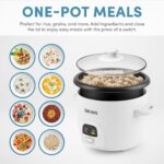 AROMA Rice Cooker, 3-Cup (Uncooked) / 6-Cup (Cooked), Small Rice Cooker, Oatmeal Cooker, Soup Maker, Auto Keep Warm, 1.5 Qt, White, ARC-393NG