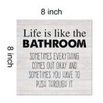 Country Life Is Like the Bathroom Canvas Prints Wall Art Decor Humor Bathroom Restroom Poster Painting Framed Artwork 8 x 8 Inch Home Shelf Wall Decoration Gift