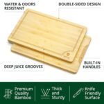 Wooden Cutting Boards for Kitchen Meal Prep & Serving – Bamboo Wood Cutting Board Set – Charcuterie & Chopping Butcher Block for Meat – Kitchen Gadgets Gift