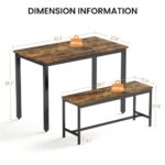 SumKea 3-Piece 4 Bar 2 Dining Benches, 43.3” Wood Kitchen Table & Chair Set for Breakfast Nook and Small Space, Brown&Black