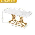 DWVO 63 Inch Dining Room Table for 4-6 People Modern Kitchen Table Rectangle Dinner Table with White Faux Marble Tabletop and Gold Leg for Home Dining Room Kitchen Apartment Restaurant White