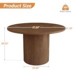 Round Dining Table for 4, Modern Farmhouse Kitchen Table, 47 Inch Small Circle Dining Tables with Wood Strip Base for Kitchen Living Room (Walnut)