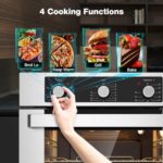 24″ Single Wall Oven, ETL Certified, thermomate 2.79 Cu. Ft. Built-in Electric Oven with 5 Cooking Functions, Electric Wall Ovens with Stainless Steel Finish, Mechanical Knobs Control