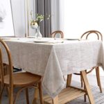 maxmill Flaxy Faux Linen Tablecloth with 2-Tone Slubby Yarn Textured Weaves Wrinkle Resistant Anti-Shrink Soft Table Cloth for Kitchen Dining Restaurant Tabletop Rectangle 60 x 120 Inch Linen