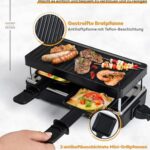 Saenchue 2-Person Raclette Table Grill – Indoor Non-stick Electric Grill Griddle – Series Connection Contact Grill up to 4 Grills, 2 Paddles Included, 2 Packs, BC-02