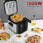 Pukomc Electric Deep Fryer with Basket,Adjustable Temperature Frying Pot for Home Use,Removable Lid and 2.5L Non-Stick Inner Pot Easy to Clean