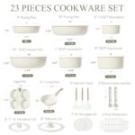 CAROTE 23pcs Pots and Pans Set Non Stick, Cookware Sets, Kitchen Set, Oven/Dishwasher/Fridge Safe, Space Saving Pots Set, Nonstick Set with Versatile Detachable Handle, Induction RV Set, Cream